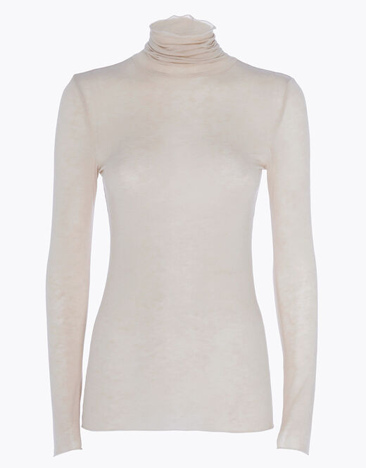 Lovable Maglia a collo alto e manica lunga in modal e cashmere, sabbia Prezzo Ridotto