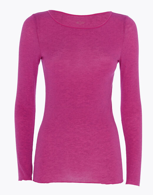 Lovable Maglia con scollo a barchetta e manica lunga in modal e cashmere, rosa sorbetto In Vendita