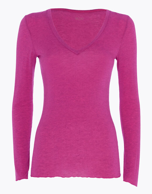 Lovable Maglia a manica lunga con scollo a V in modal e cashmere, rosa sorbetto Hotsell