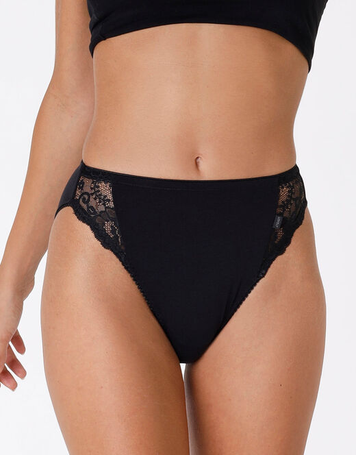 Lovable Slip mini sgambato Lovely charme nero in cotone elasticizzato con pizzo Affare Del Giorno