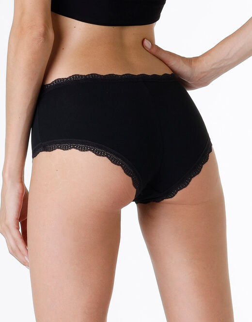 Lovable Shorty lovely in cotone elasticizzato e pizzo, nero Outlet