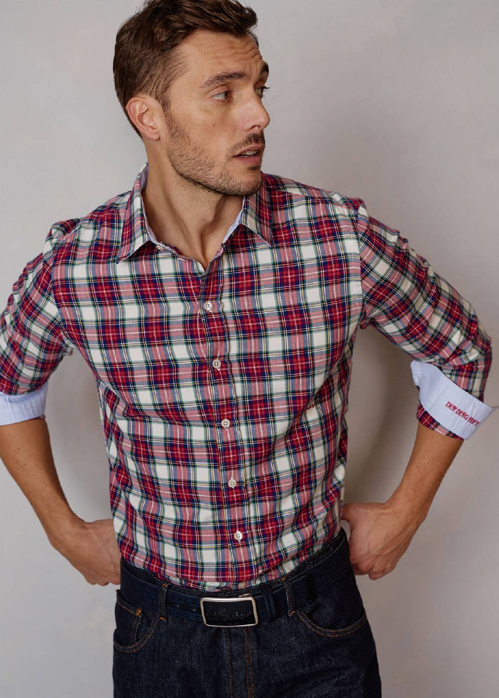 Luis Trenker Camicia con motivo a quadri Lubodo Offerte
