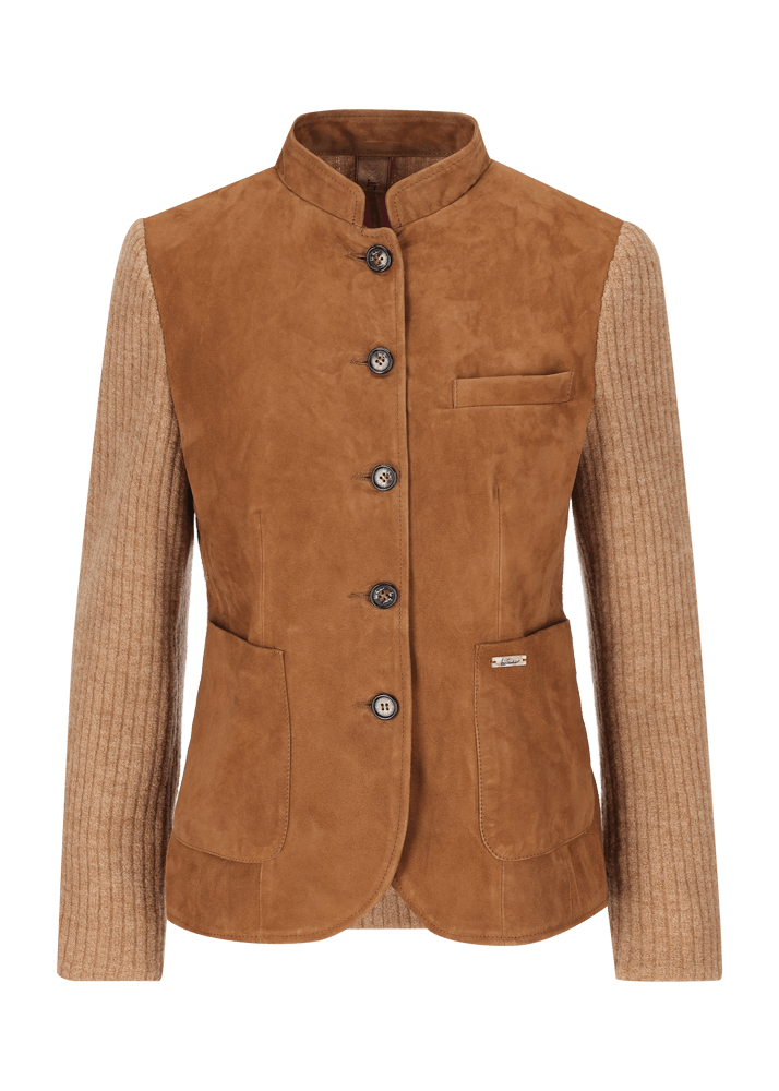 Luis Trenker Blazer lavorato a maglia con parte anteriore in pelle Luranda Shopping Online