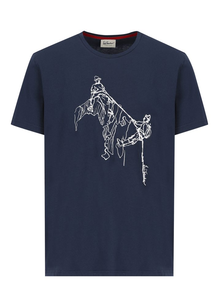 Luis Trenker T-shirt con stampa raffigurante due alpinisti Lueinar I Più Venduti