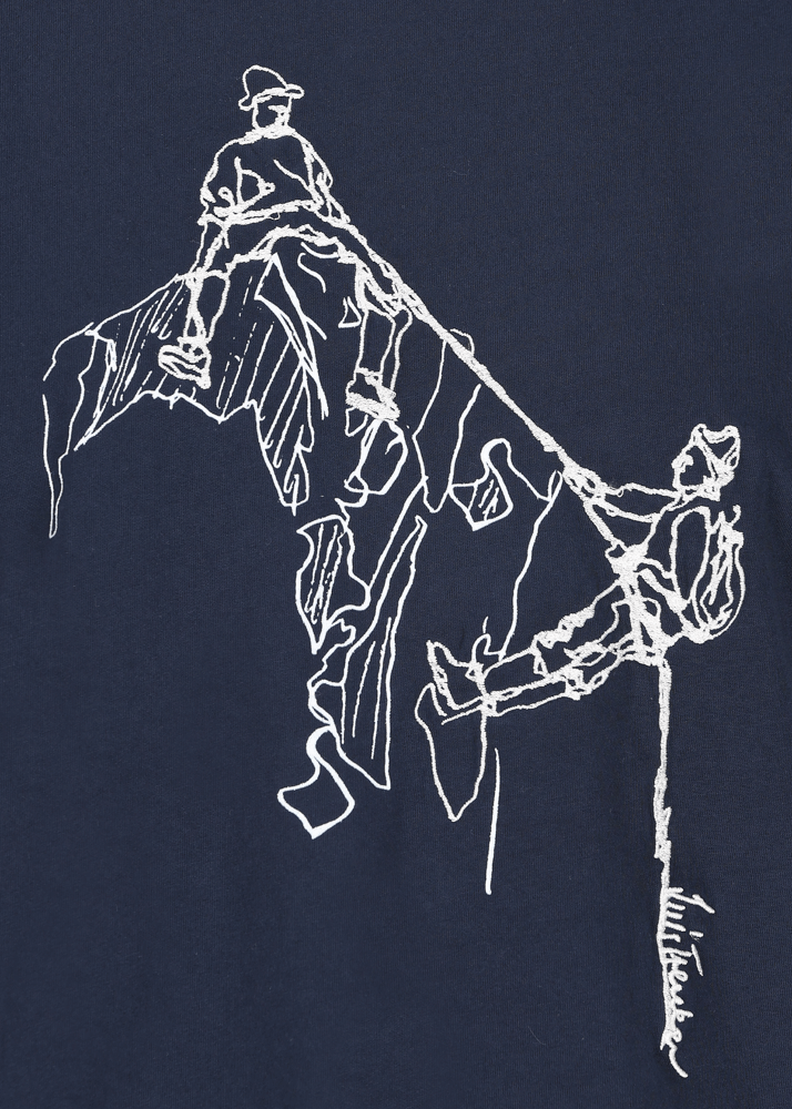 Luis Trenker T-shirt con stampa raffigurante due alpinisti Lueinar I Più Venduti