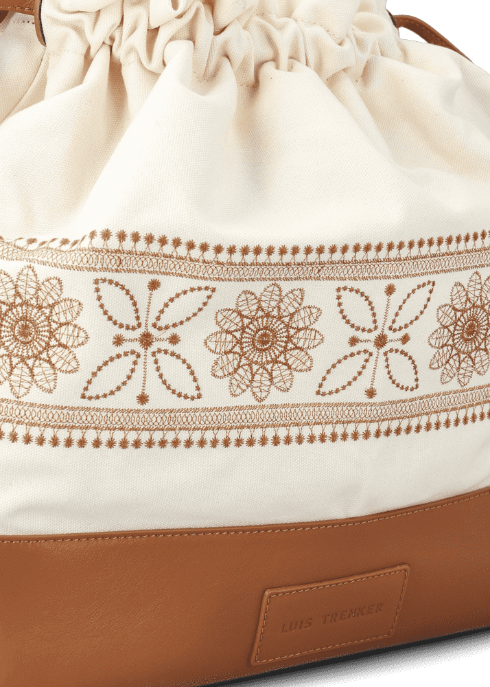 Luis Trenker Borsa a secchiello in tela e pelle modello Lusac Saldi Di Fabbrica
