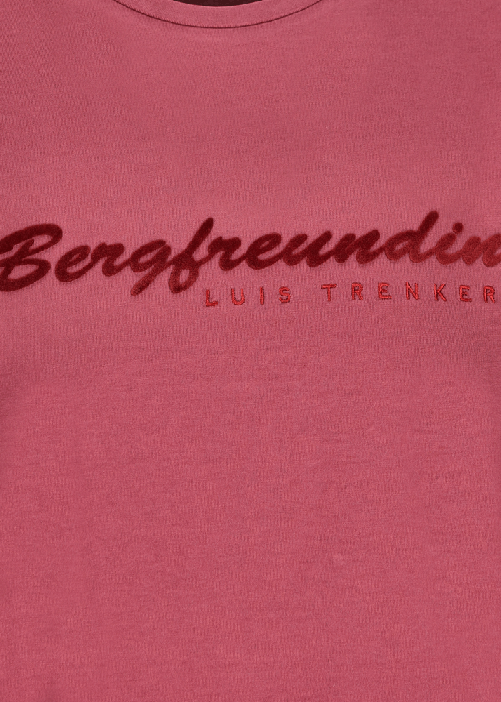 Luis Trenker Maglia a maniche lunghe con scritta "Bergfreundin" Spedizione Gratuita