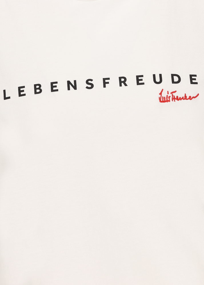 Luis Trenker T-shirt con scritta "Lebensfreude" Soddisfazione Garantita