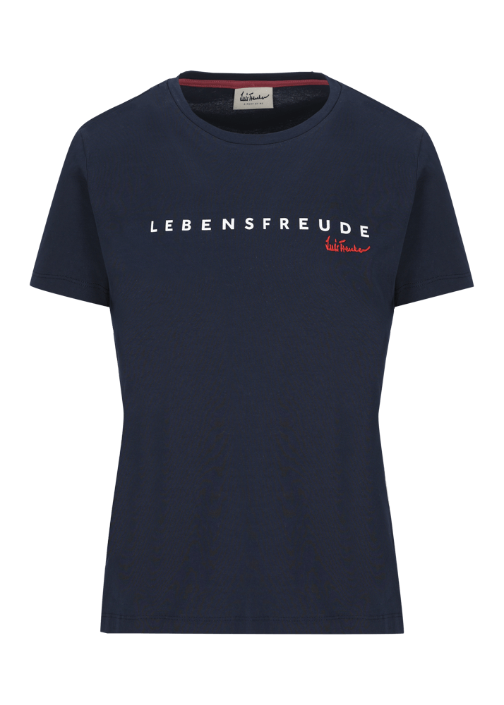 Luis Trenker T-shirt con scritta "Lebensfreude" Qualità Garantita