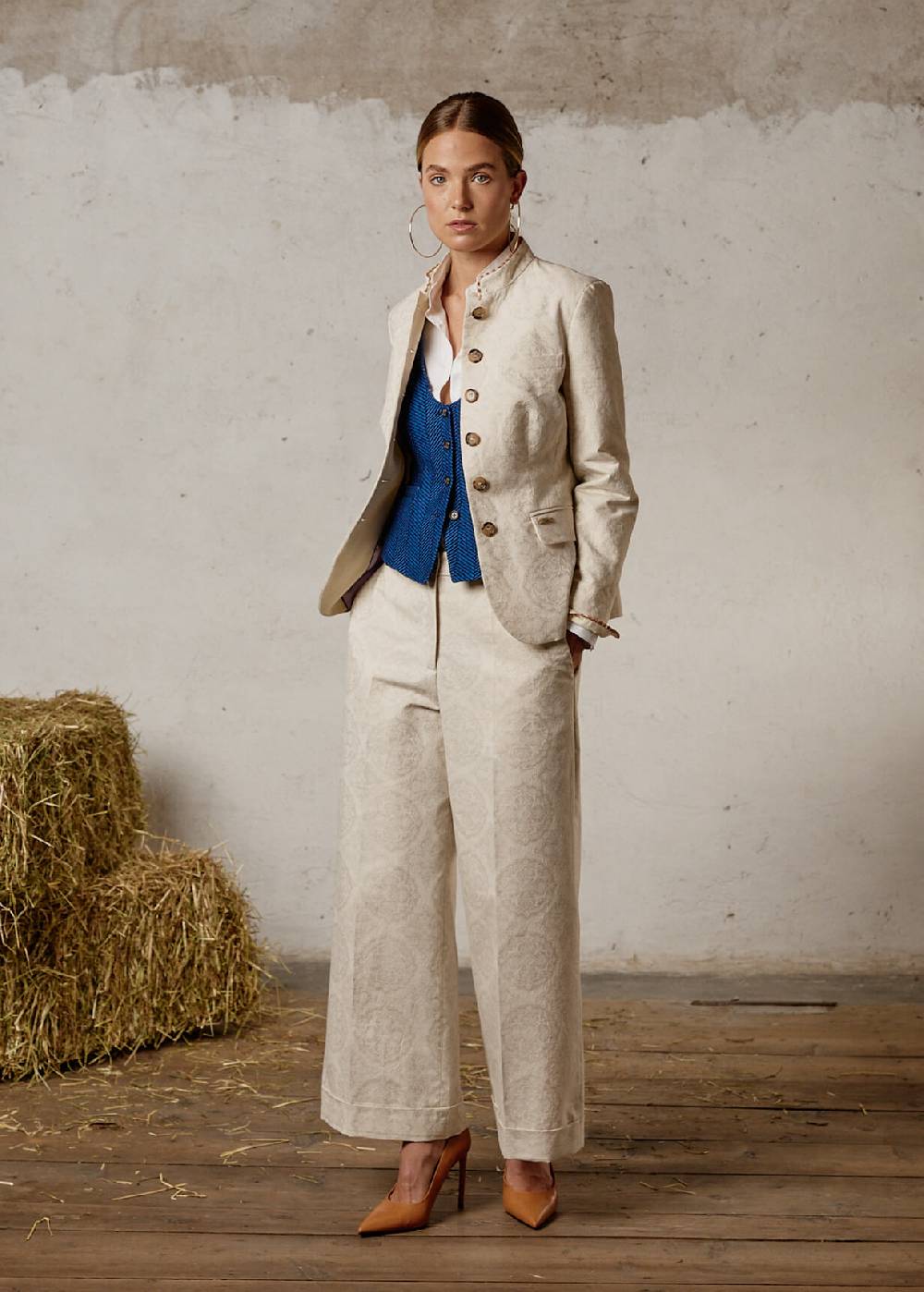 Luis Trenker Blazer in tessuto jacquard con motivo floreale modello Luranda