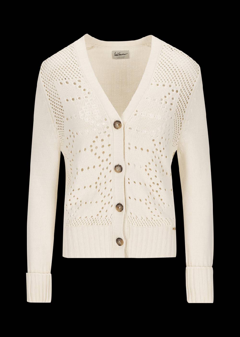 Luis Trenker Cardigan in maglia traforata in misto cotone modello Lualma Nuovo