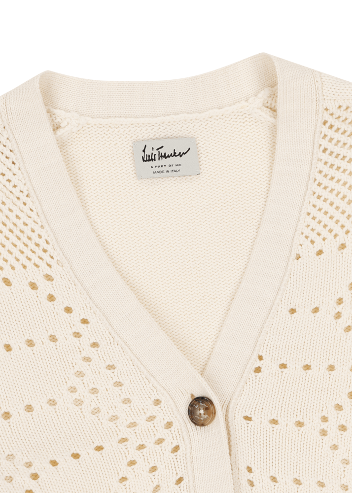Luis Trenker Cardigan in maglia traforata in misto cotone modello Lualma Nuovo