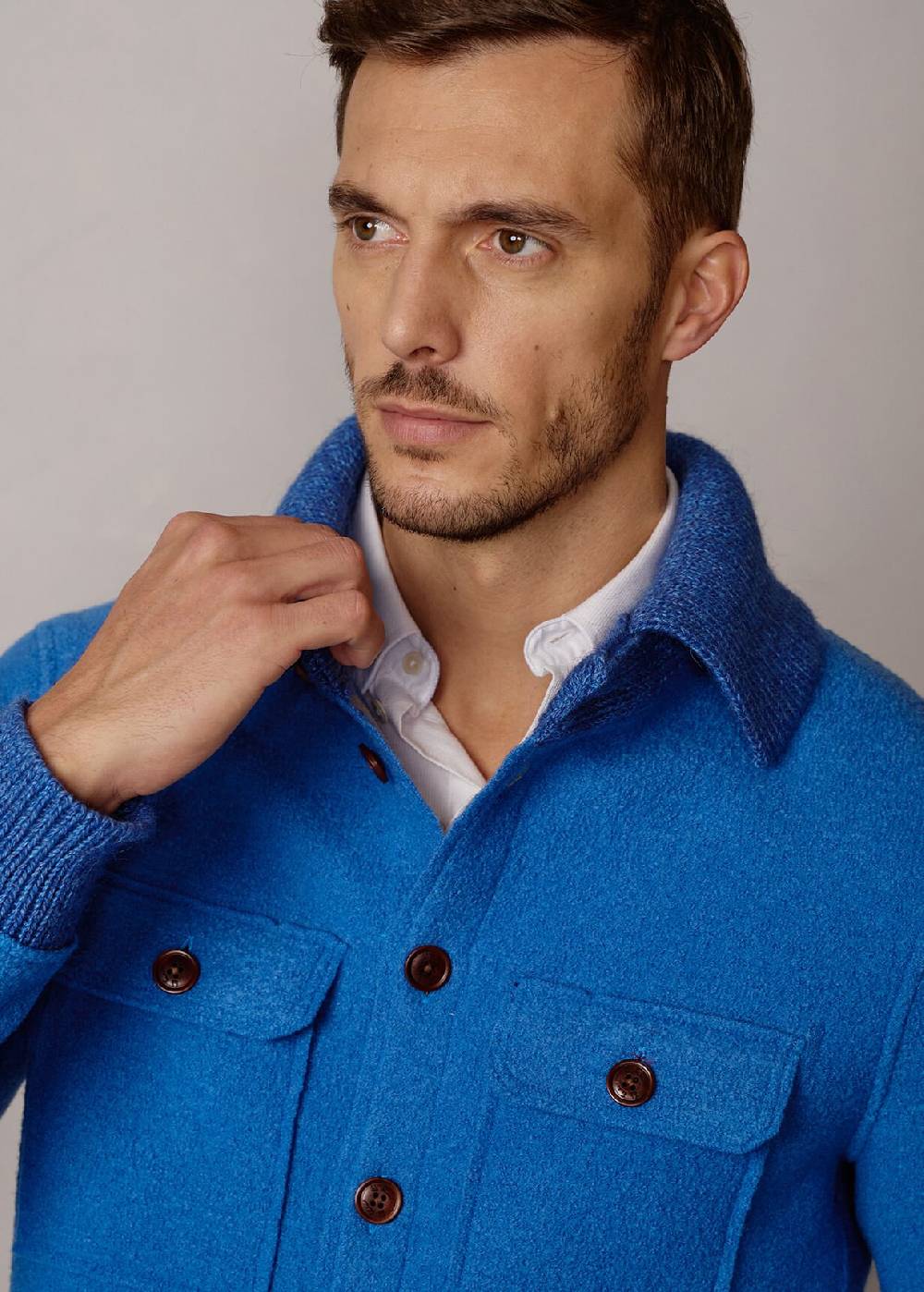 Luis Trenker Giacca camicia in lana follata Lustanley Spedizione Gratuita