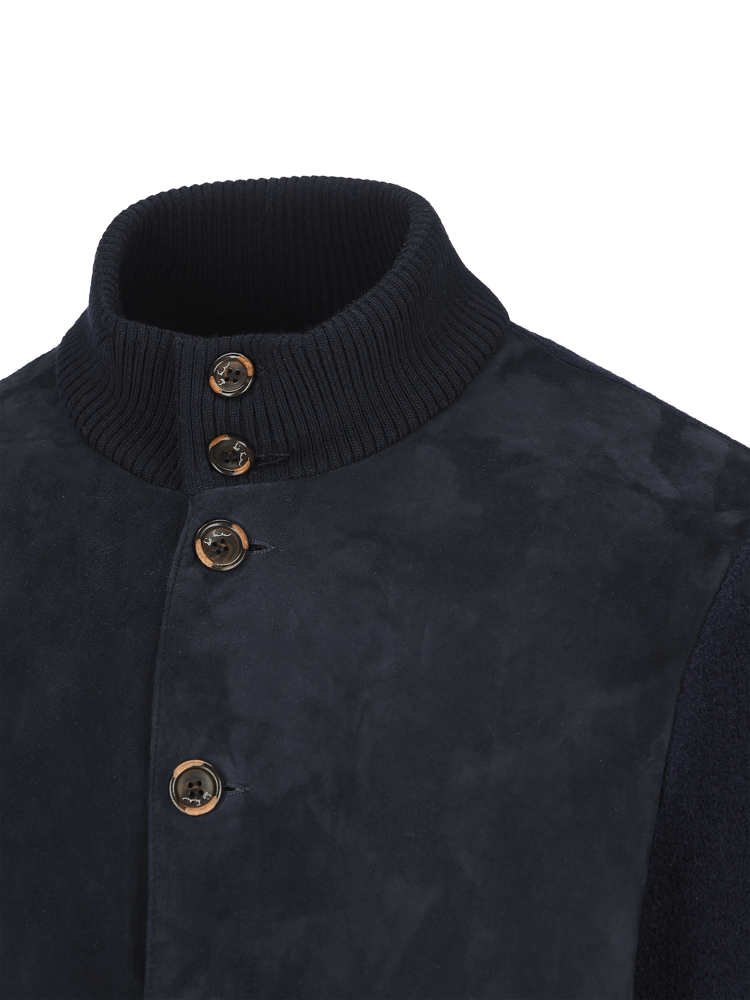 Luis Trenker Blazer in lana follata con parte anteriore in pelle scamosciata Lupoldo Negozi Online