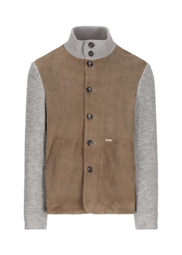 Luis Trenker Blazer in lana follata con parte anteriore in pelle scamosciata Lupoldo Acquista Ora