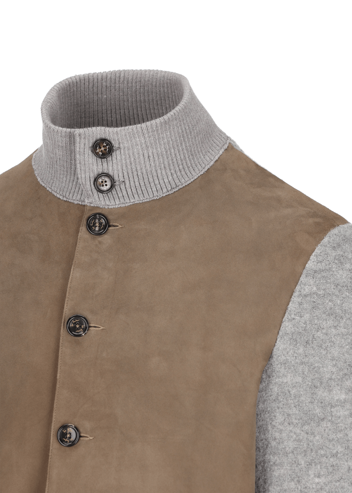 Luis Trenker Blazer in lana follata con parte anteriore in pelle scamosciata Lupoldo Acquista Ora