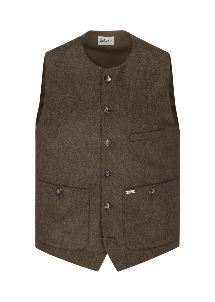 Luis Trenker Gilet in loden con scollo rotondo Lusven Saldi Di Fabbrica