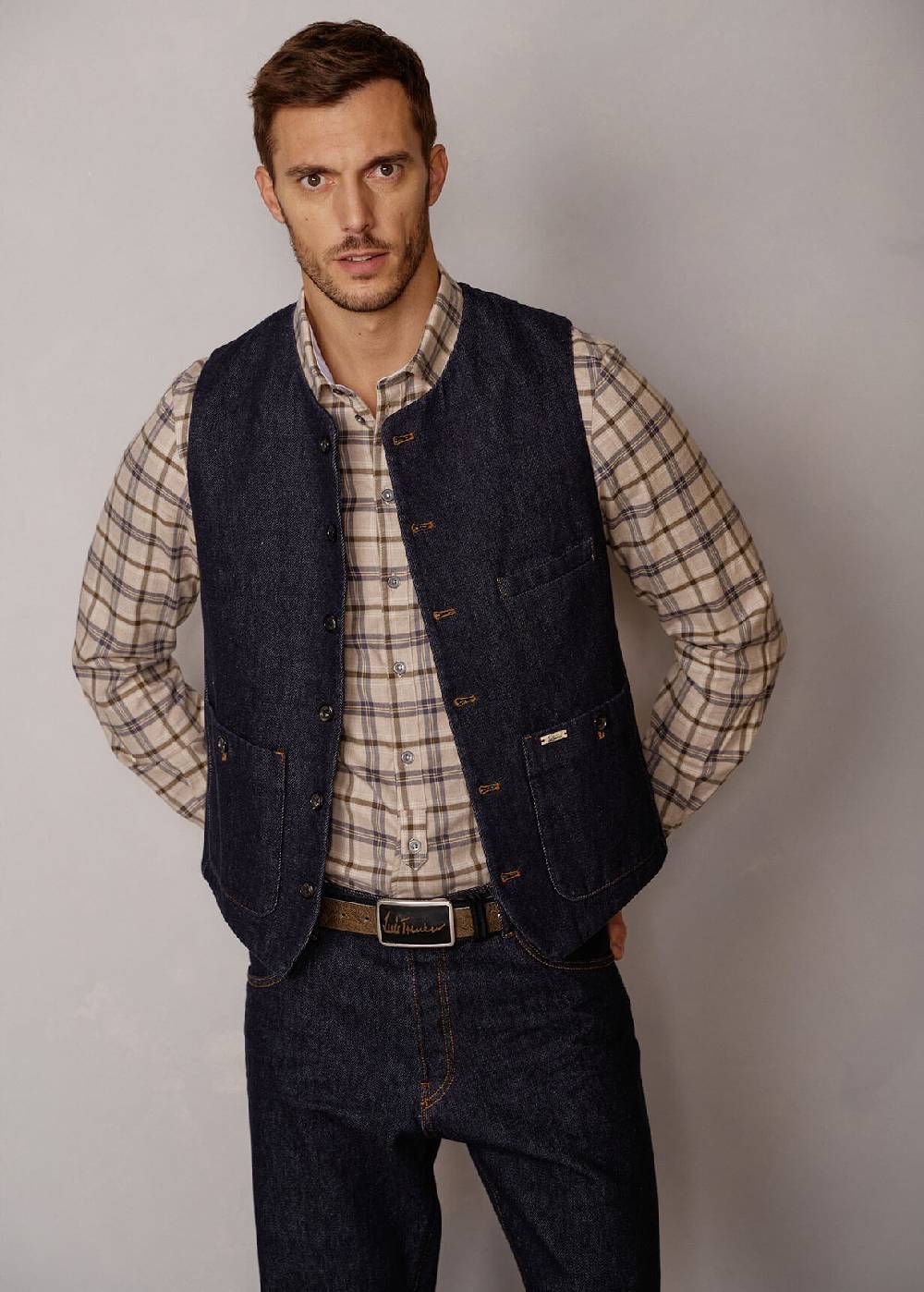 Luis Trenker Gilet in denim scuro Lusven Qualità Garantita