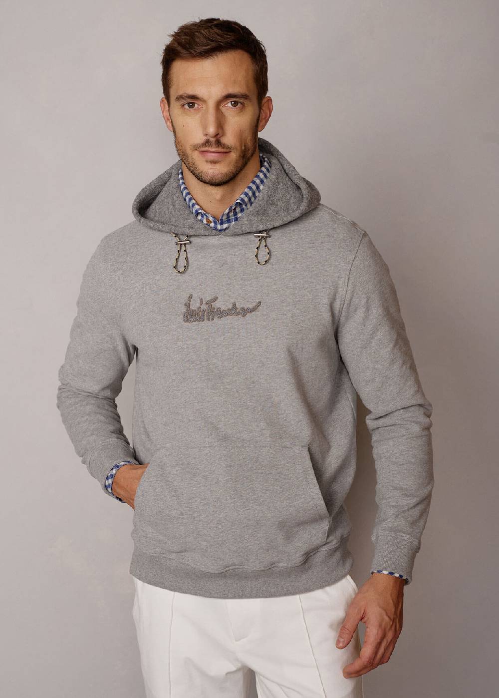 Luis Trenker Pullover con cappuccio e logo Luphilipp In Saldo