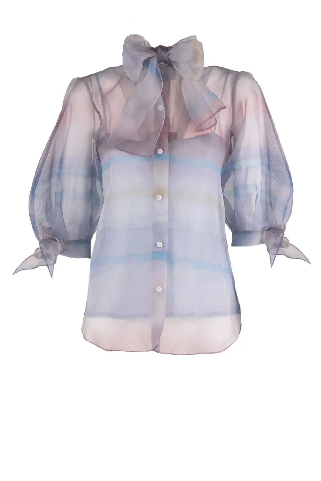 ﻿Luisa Beccaria Camicetta con cravatta in organza color melt