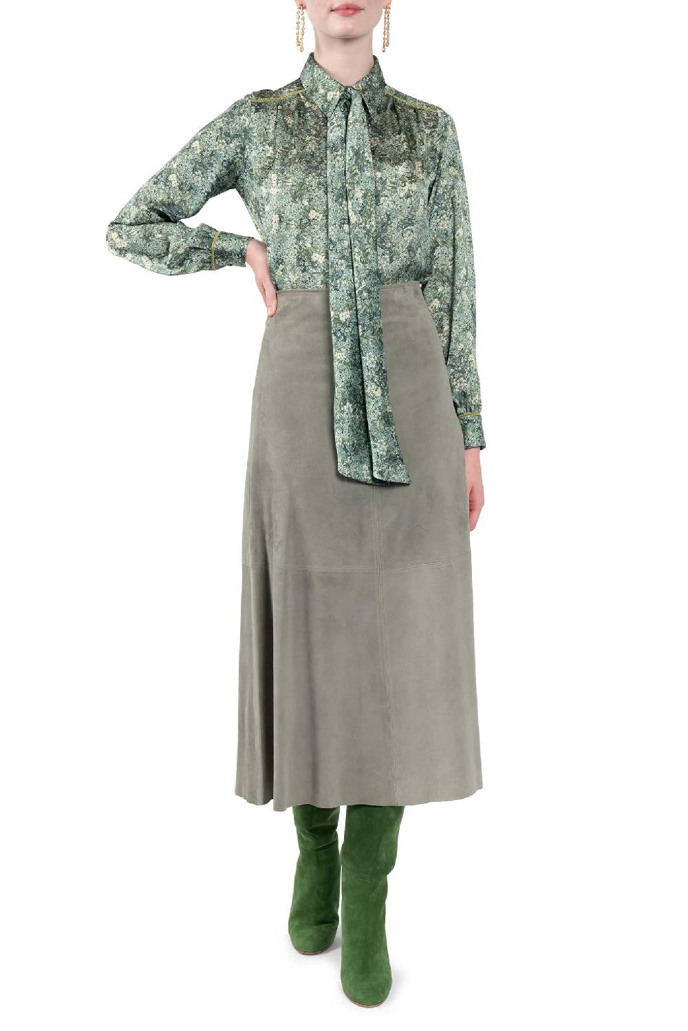 Luisa Beccaria Camicia stampata in raso Shopping Online