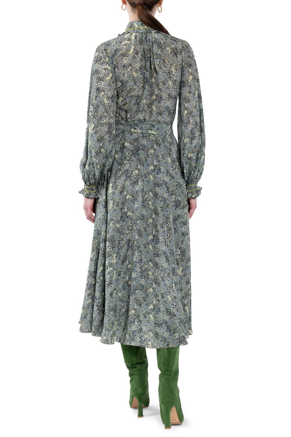 Luisa Beccaria Abito Chemisier in crepe de chine a micro fiori Sconto