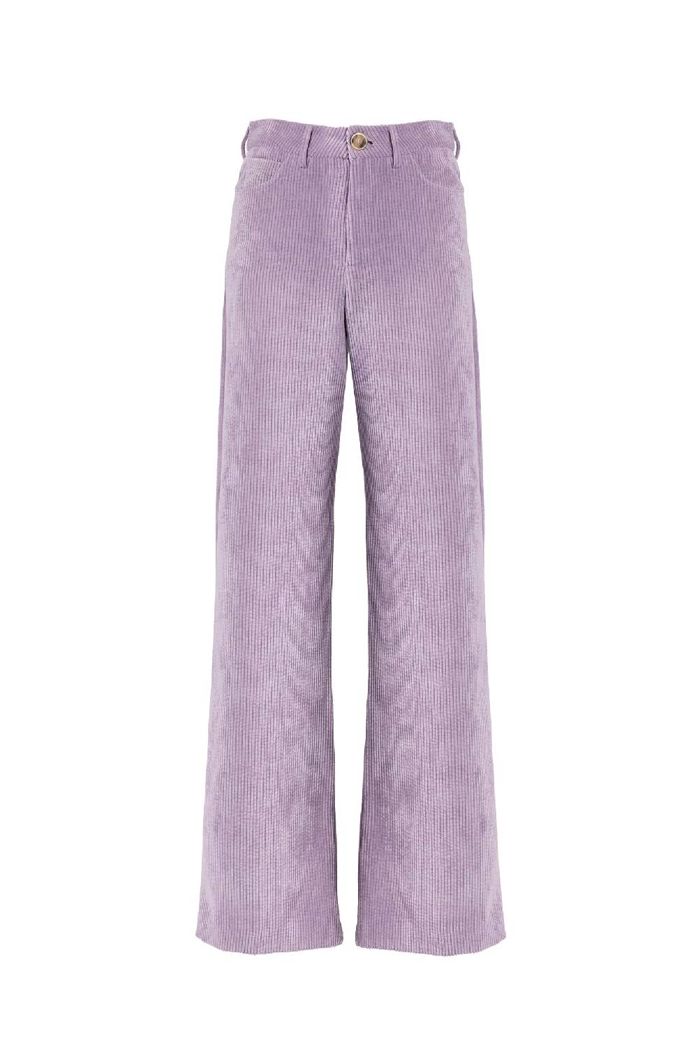 Luisa Beccaria Pantaloni palazzo in velluto a coste lilla