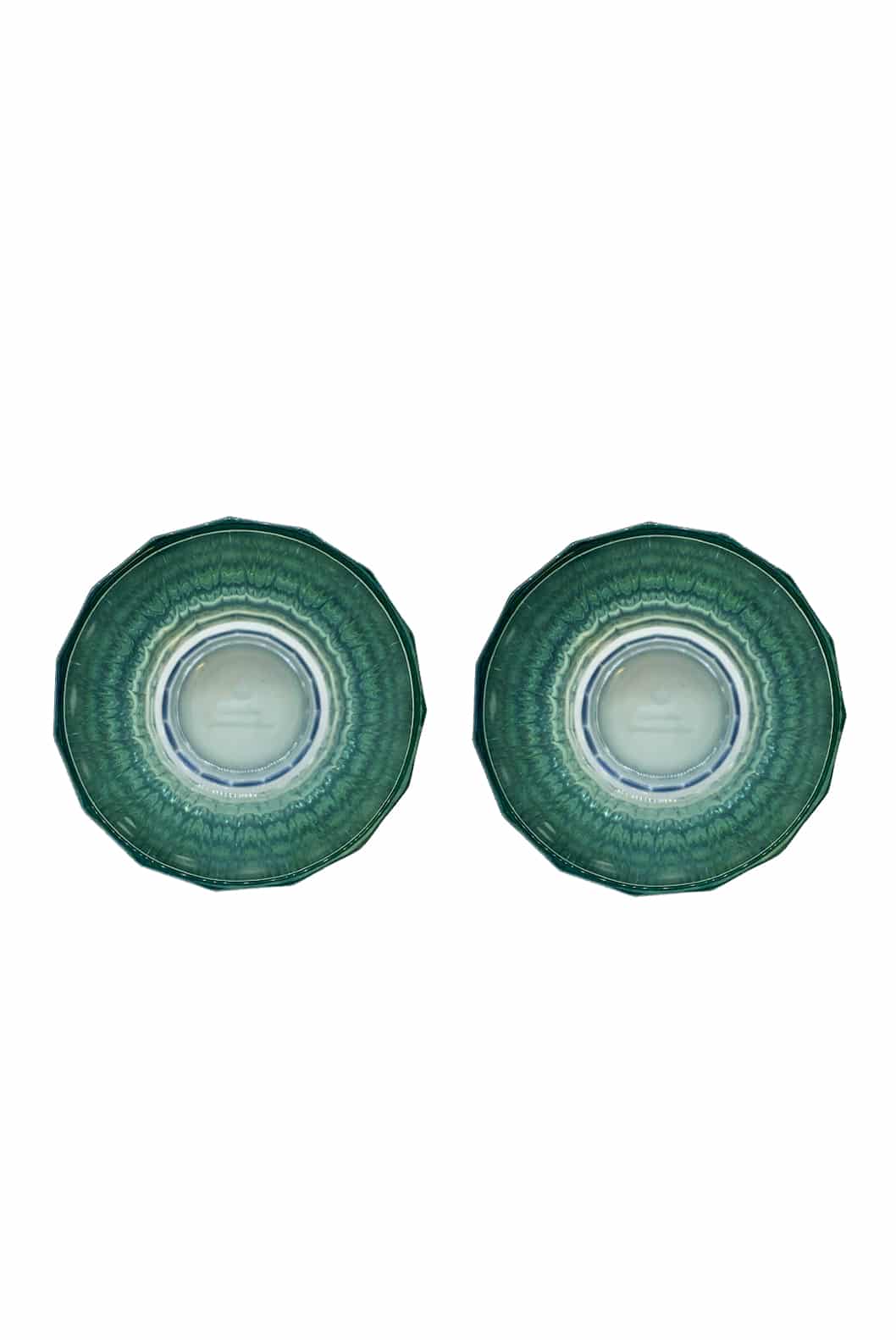 Luisa Beccaria Shade Blue To Green Set Di Due Bicchieri Grandi Duccio Con Base Italy