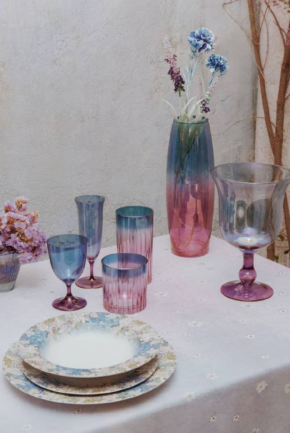 Luisa Beccaria Ombra Viola Al Blu Set Di Due Bicchieri Di Vino Soddisfazione Garantita