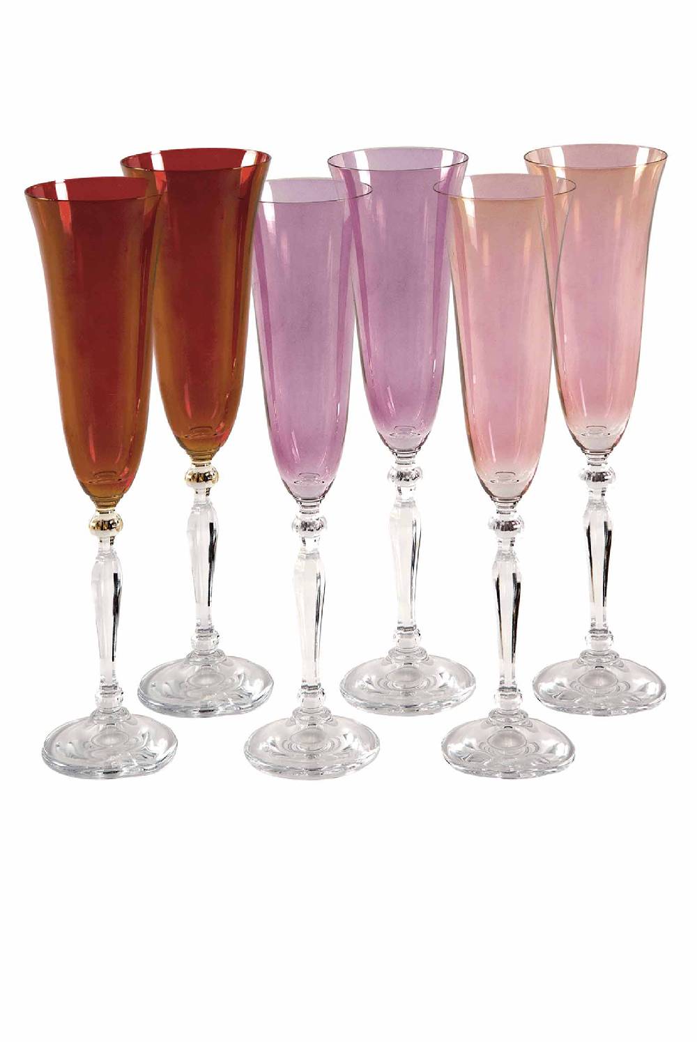 Luisa Beccaria Set Di Sei Flauto Rosso, Viola, Rosa Promozione Limitata