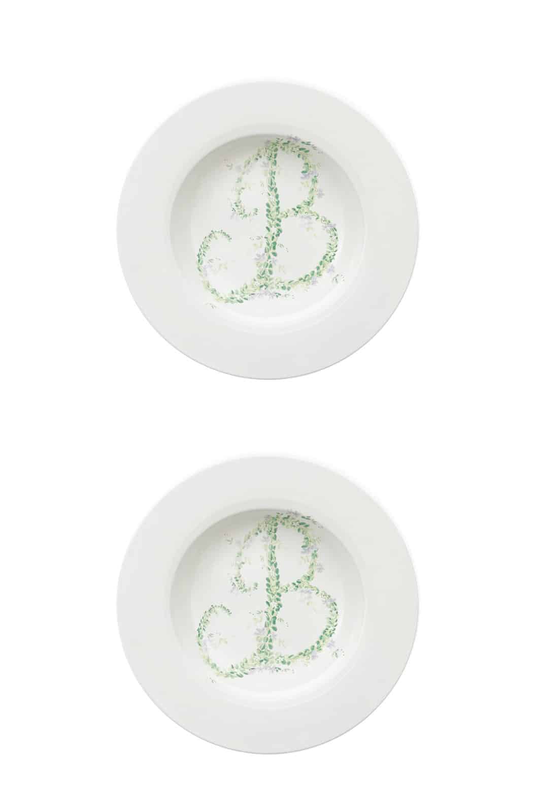 Luisa Beccaria Piatto fondo con fiori monogramma Negozio