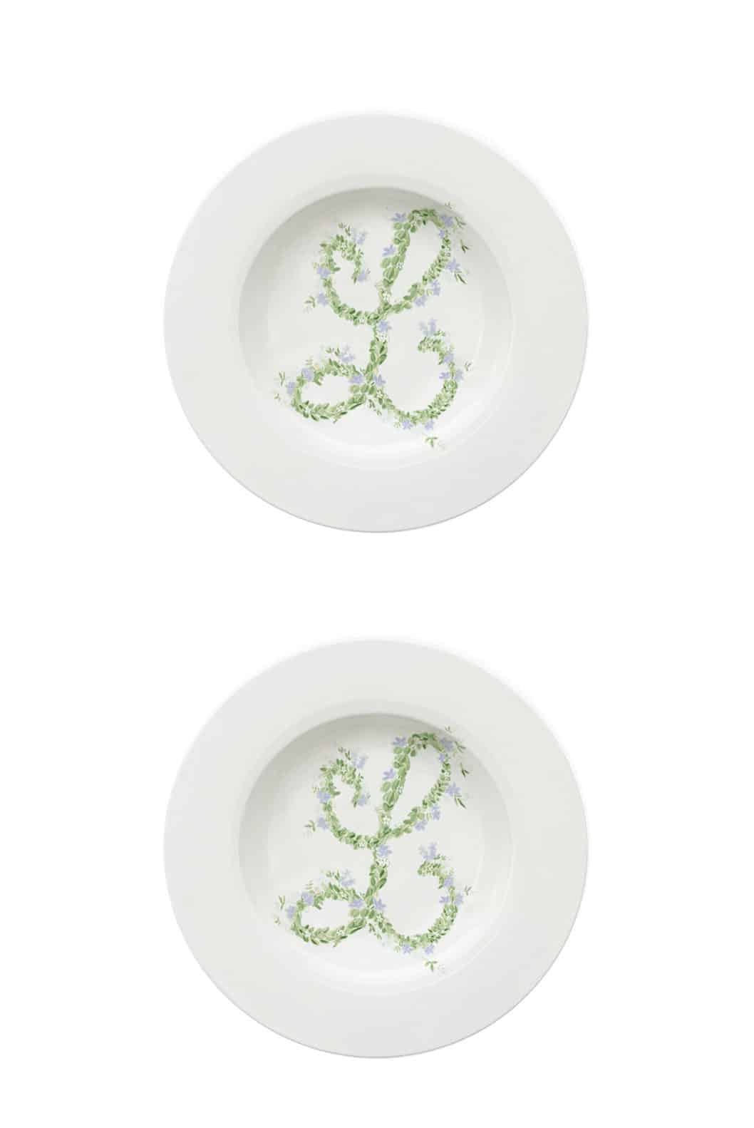 Luisa Beccaria Piatto fondo con fiori monogramma Negozio