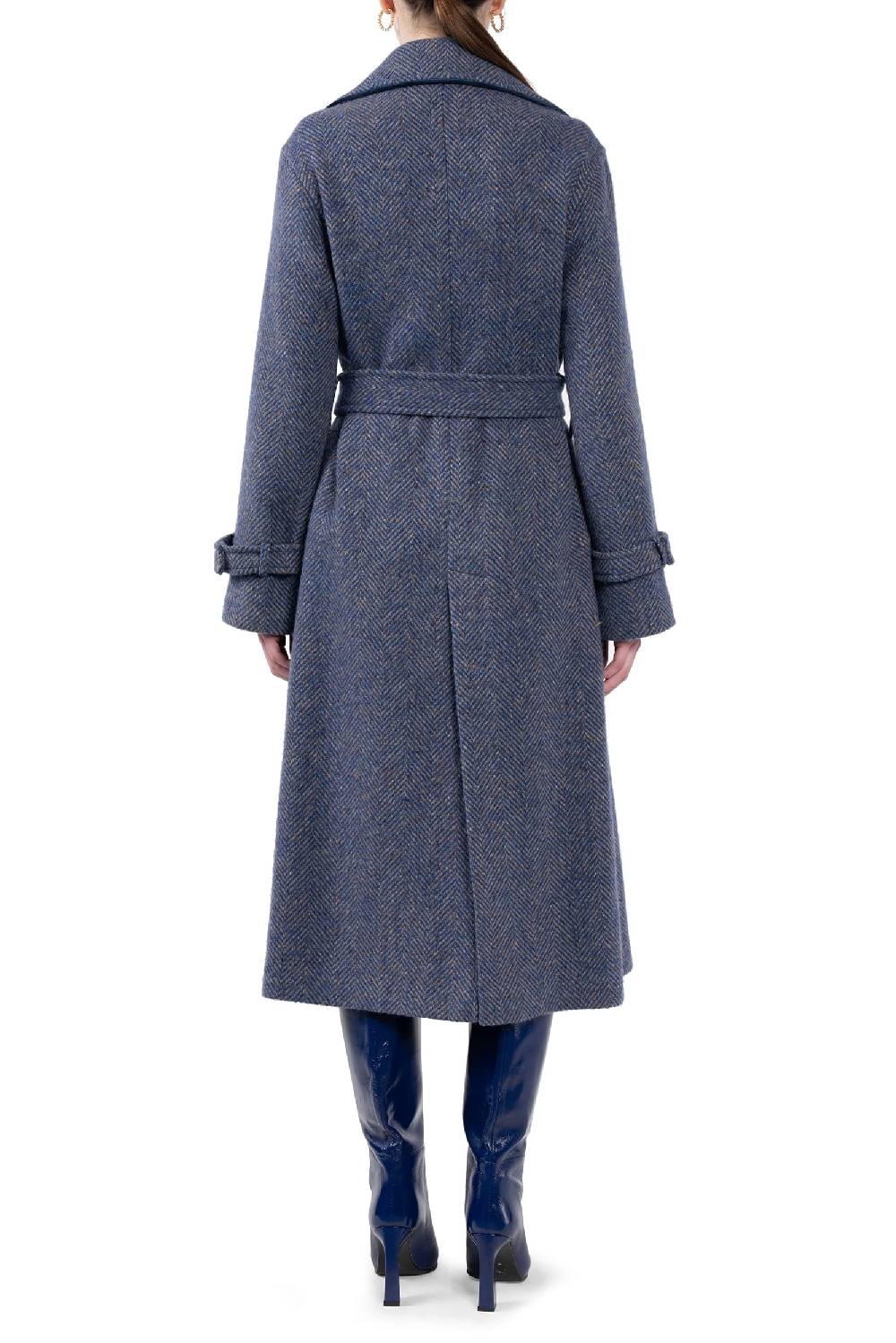 Luisa Beccaria Cappotto lungo in tweed a spina di pesce Prezzo Ridotto