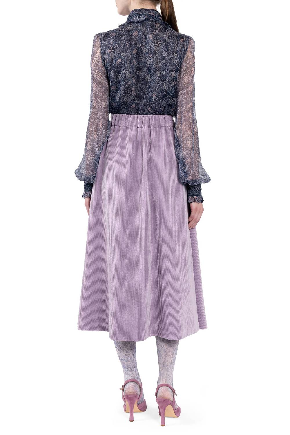 Luisa Beccaria Camicia in chiffon stampato con volant Novità