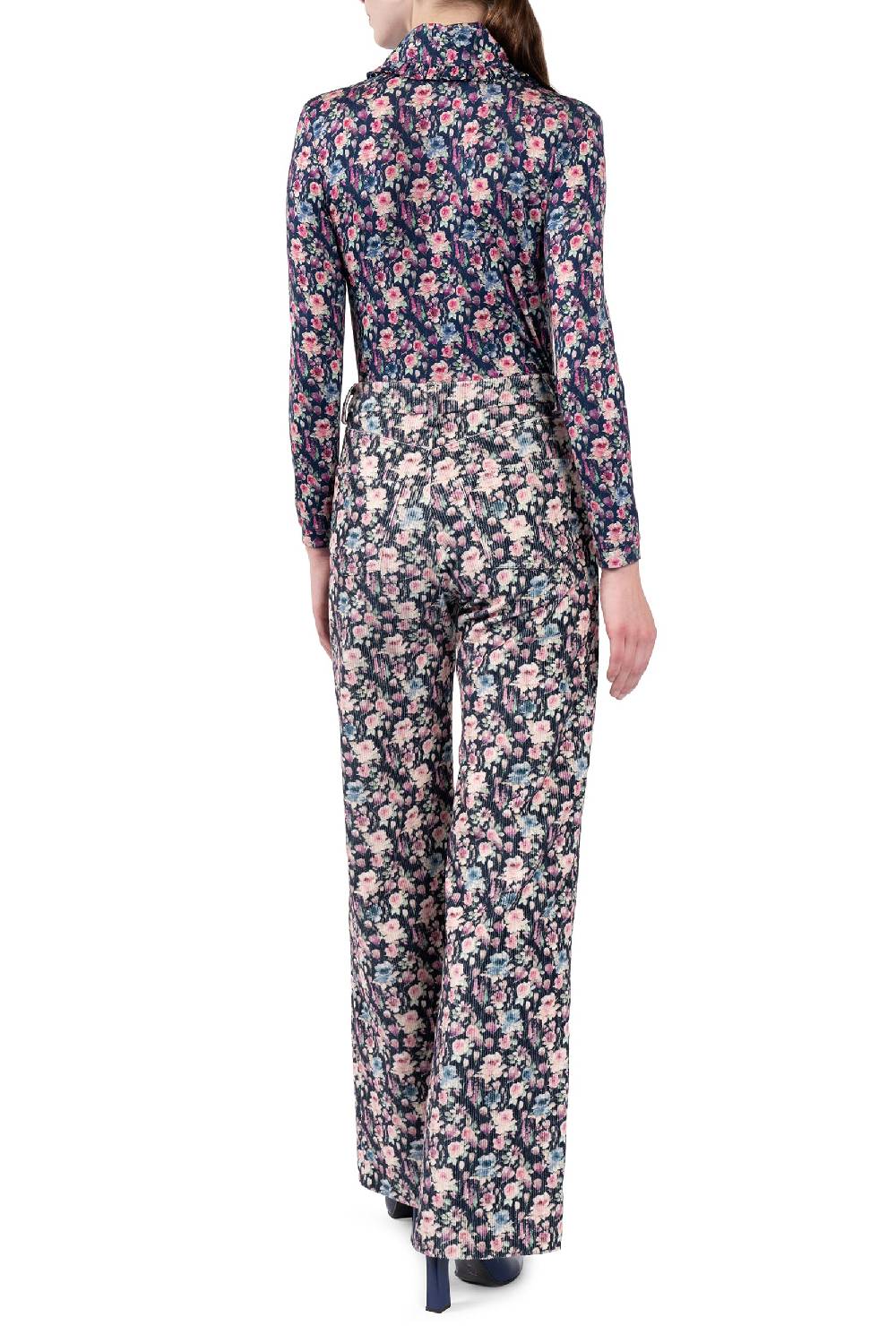 Luisa Beccaria Pantaloni palazzo in velluto a coste stampato Moda