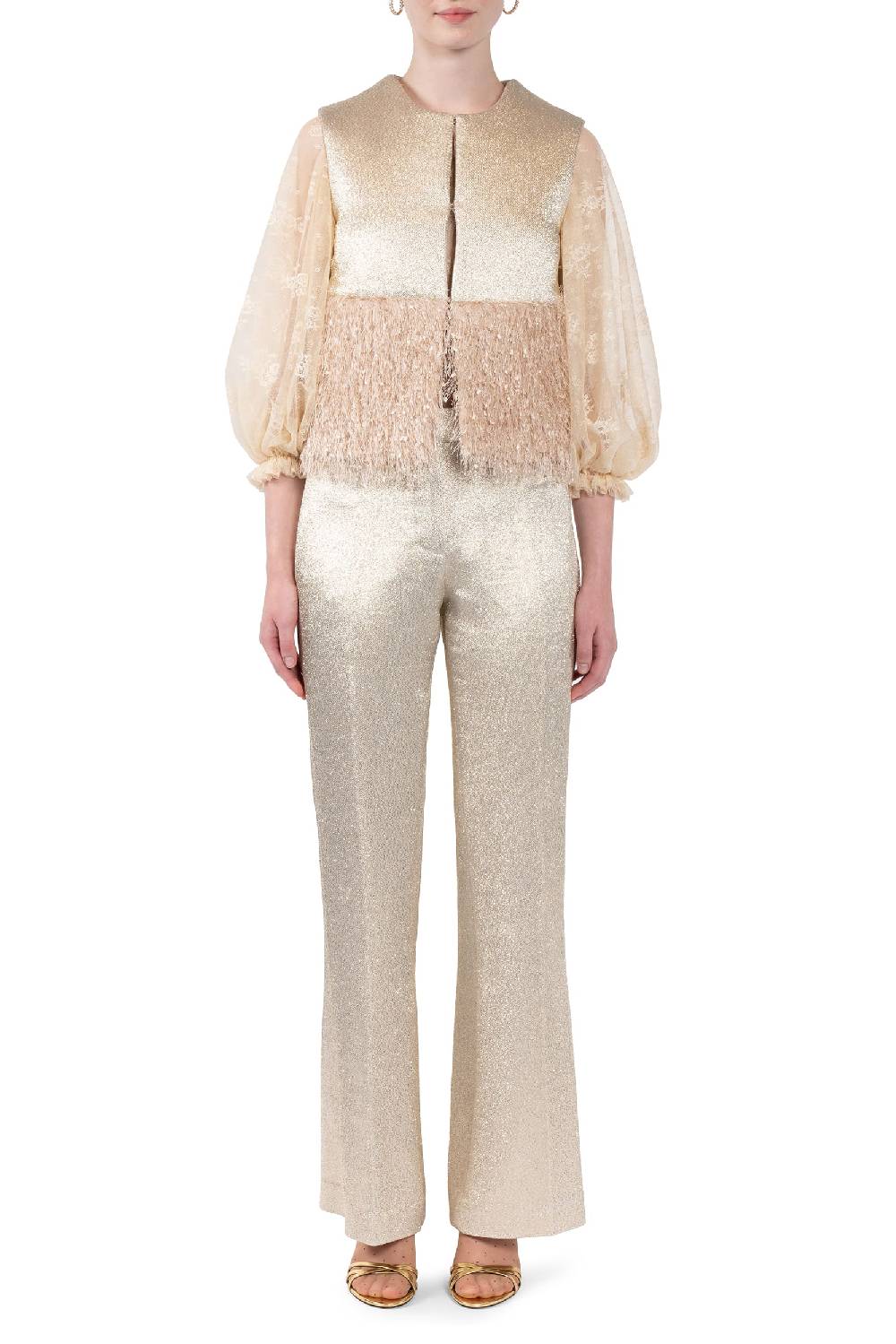 Luisa Beccaria Gilet imbottito in lana e lurex Qualità Garantita