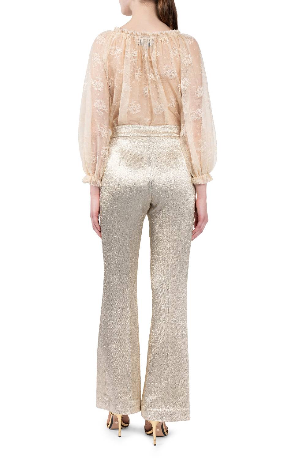 Luisa Beccaria Pantaloni in lana lurex con frange Negozi Online