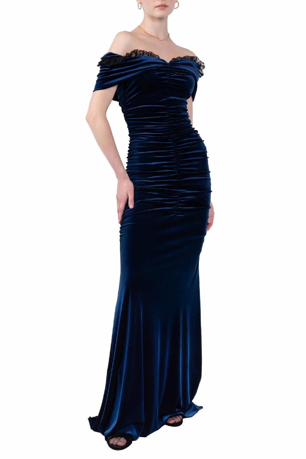 Luisa Beccaria Abito drappeggiato in velluto elasticizzato Promozione Limitata