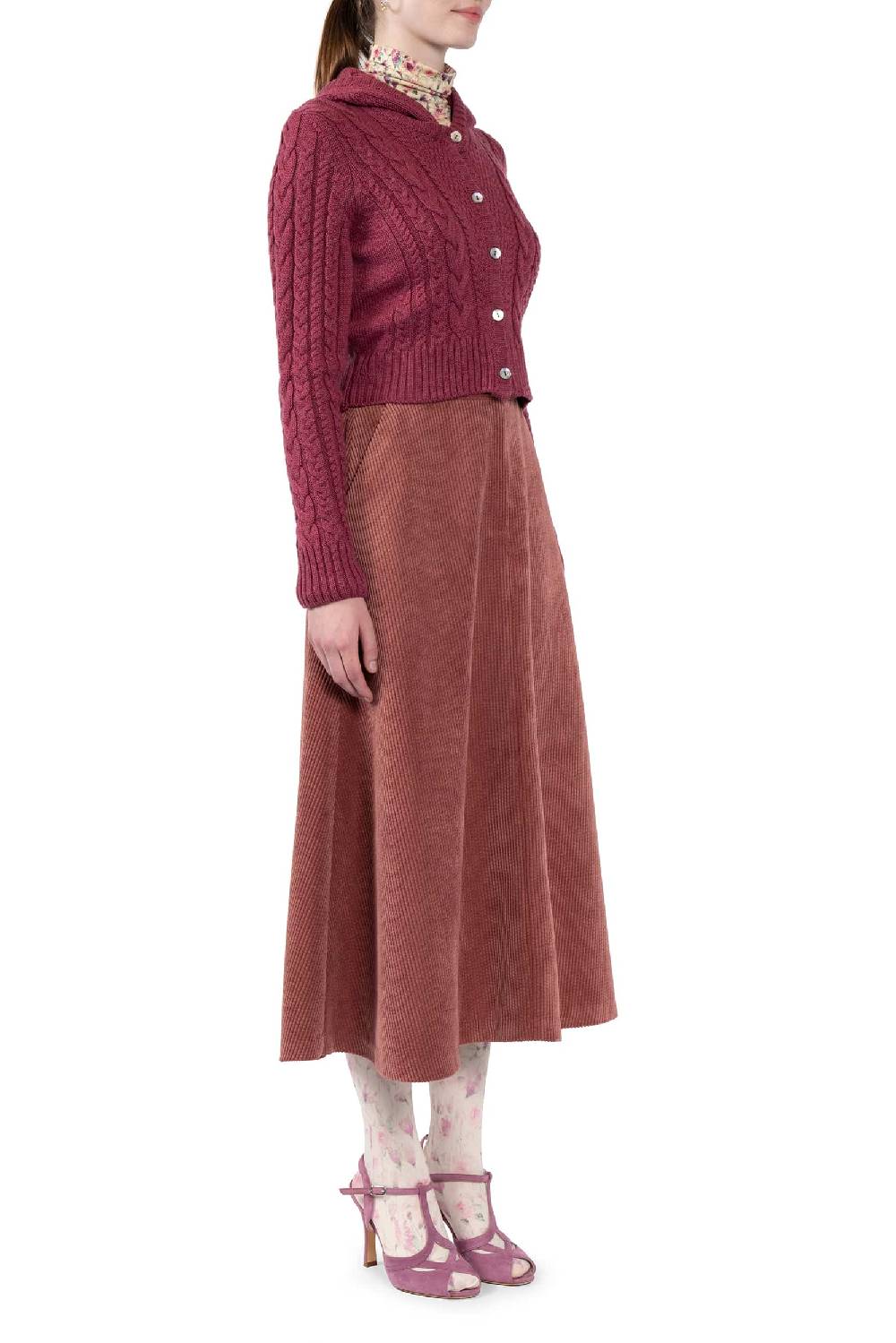 Luisa Beccaria Gonna larga in velluto a coste Sconto