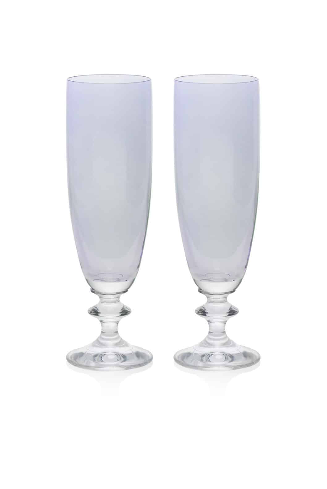 Luisa Beccaria Set Blu Di Due Bicchieri Flauto Roseo Pezzi Unici