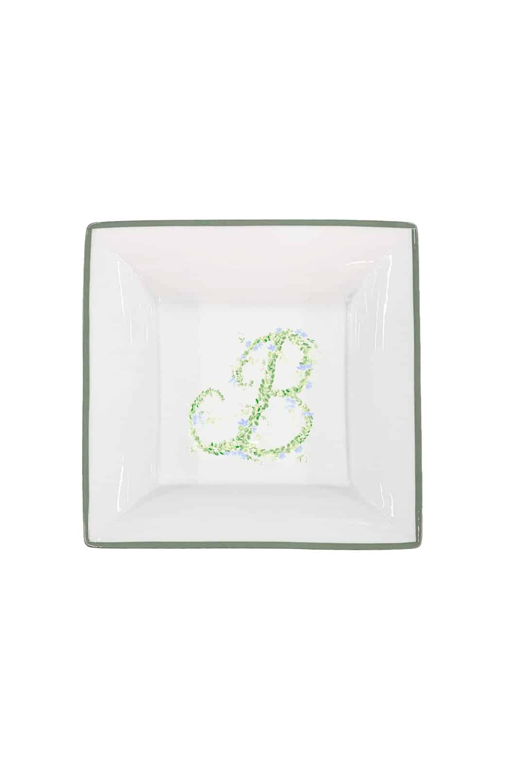 Luisa Beccaria Vassoio portaoggetti con monogramma personalizzabile con bordo verde Fino Al -60%