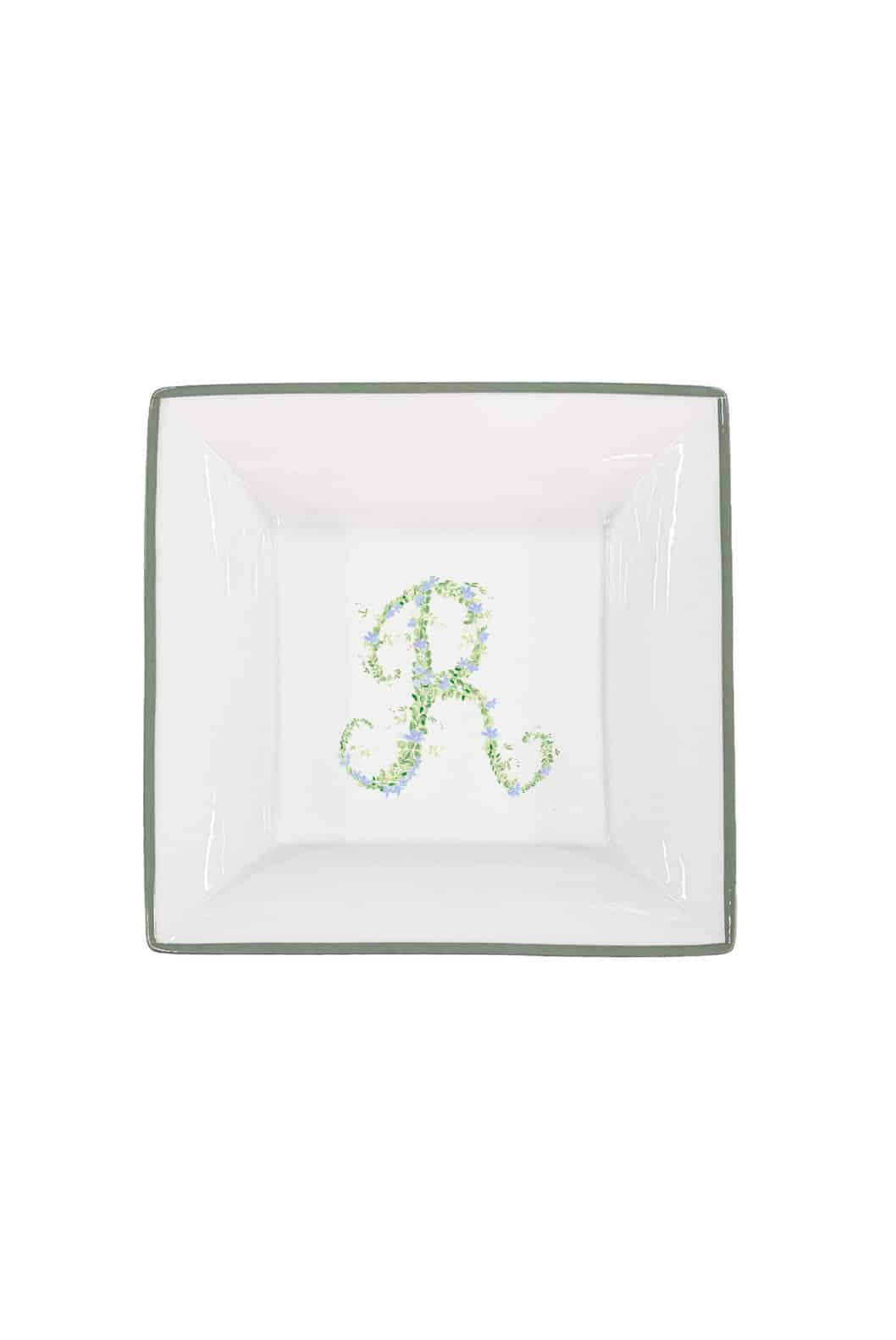 Luisa Beccaria Vassoio portaoggetti con monogramma personalizzabile con bordo verde Fino Al -60%