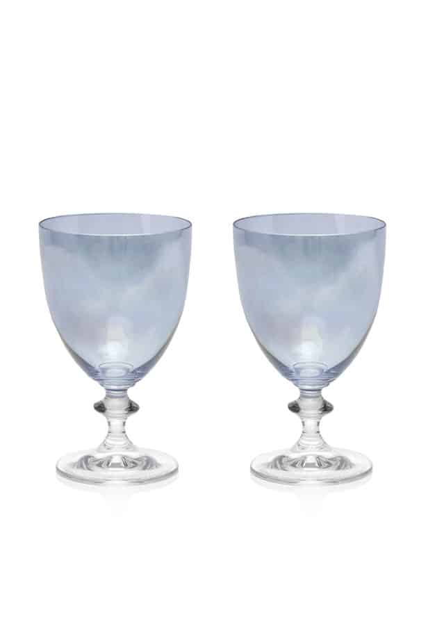 Luisa Beccaria Set Blu Di Due Bicchieri Di Vino Rosato