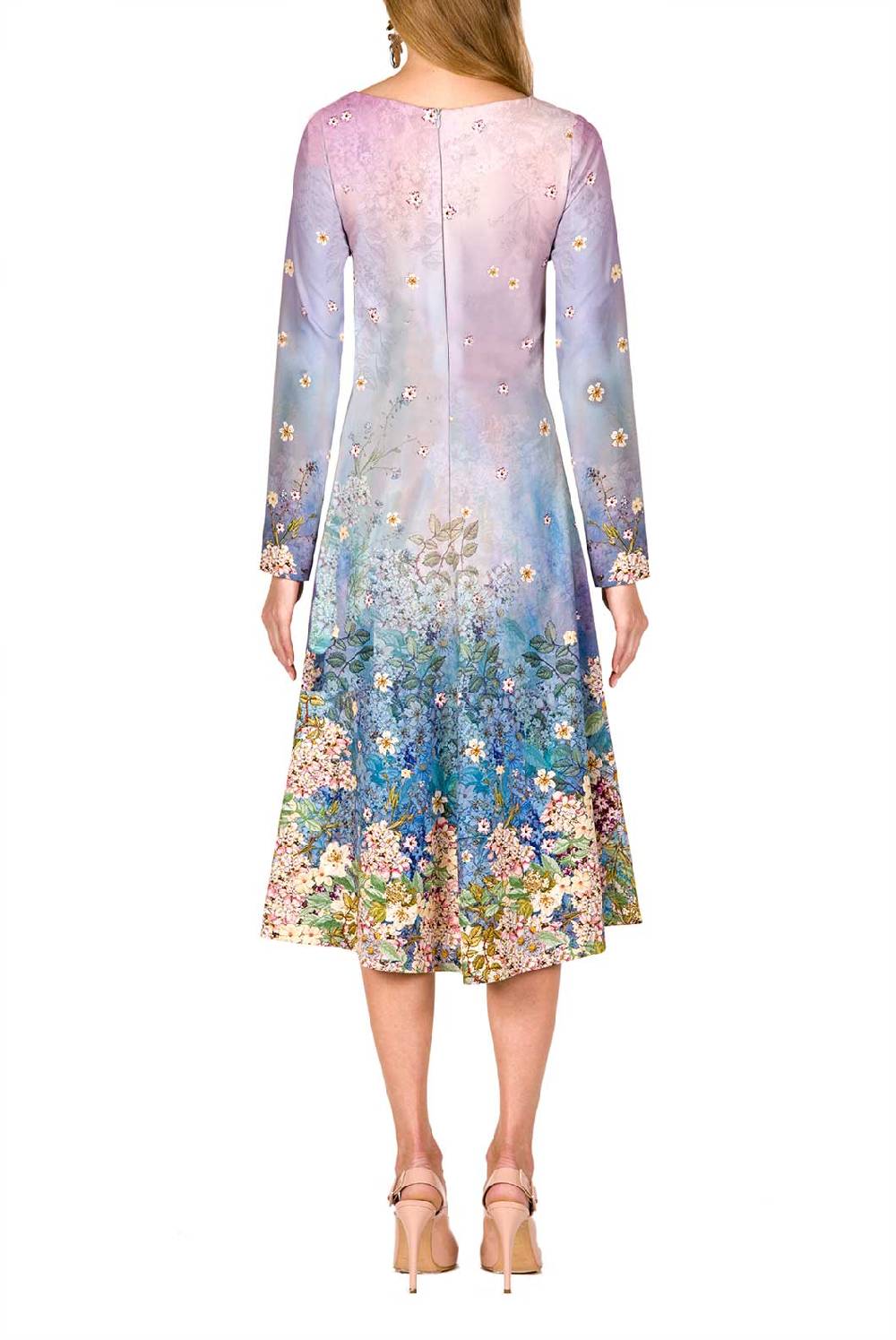 Luisa Beccaria Abito midi in cady stampato floreale Saldi Di Fabbrica