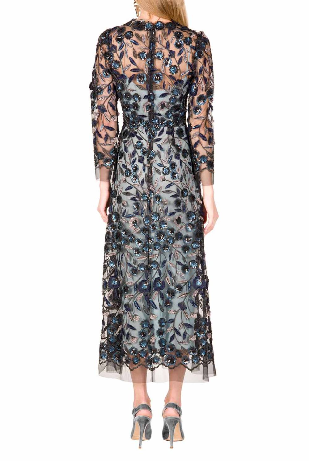 Luisa Beccaria Abito longuette in tulle ricamato con paillettes Vendite Flash