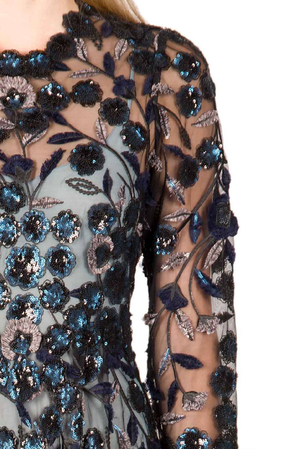 Luisa Beccaria Abito longuette in tulle ricamato con paillettes Vendite Flash