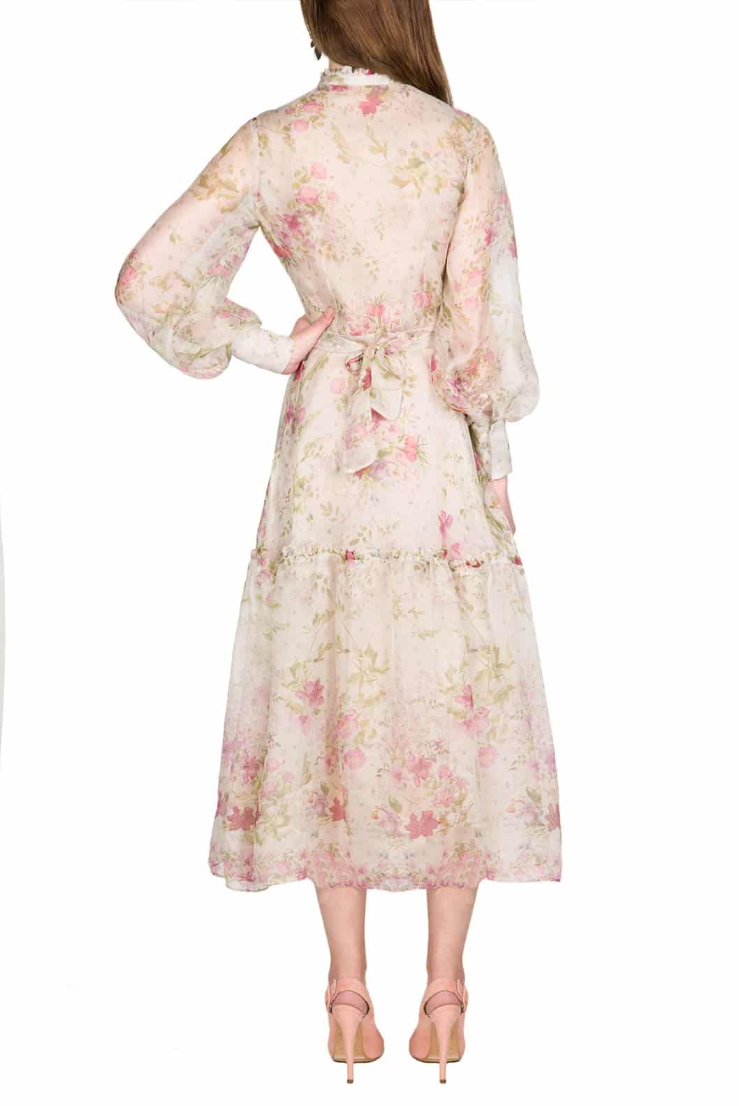 Luisa Beccaria Abito in organza di seta stampata color crema Nuova