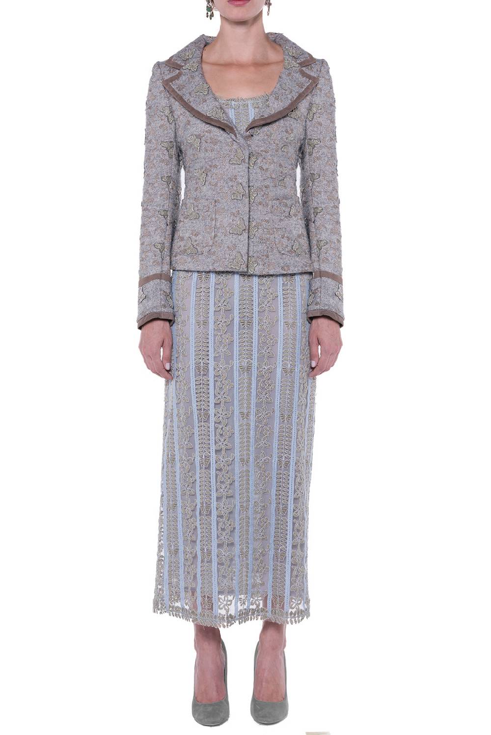 Luisa Beccaria Giacca aderente in jacquard con farfalle In Linea