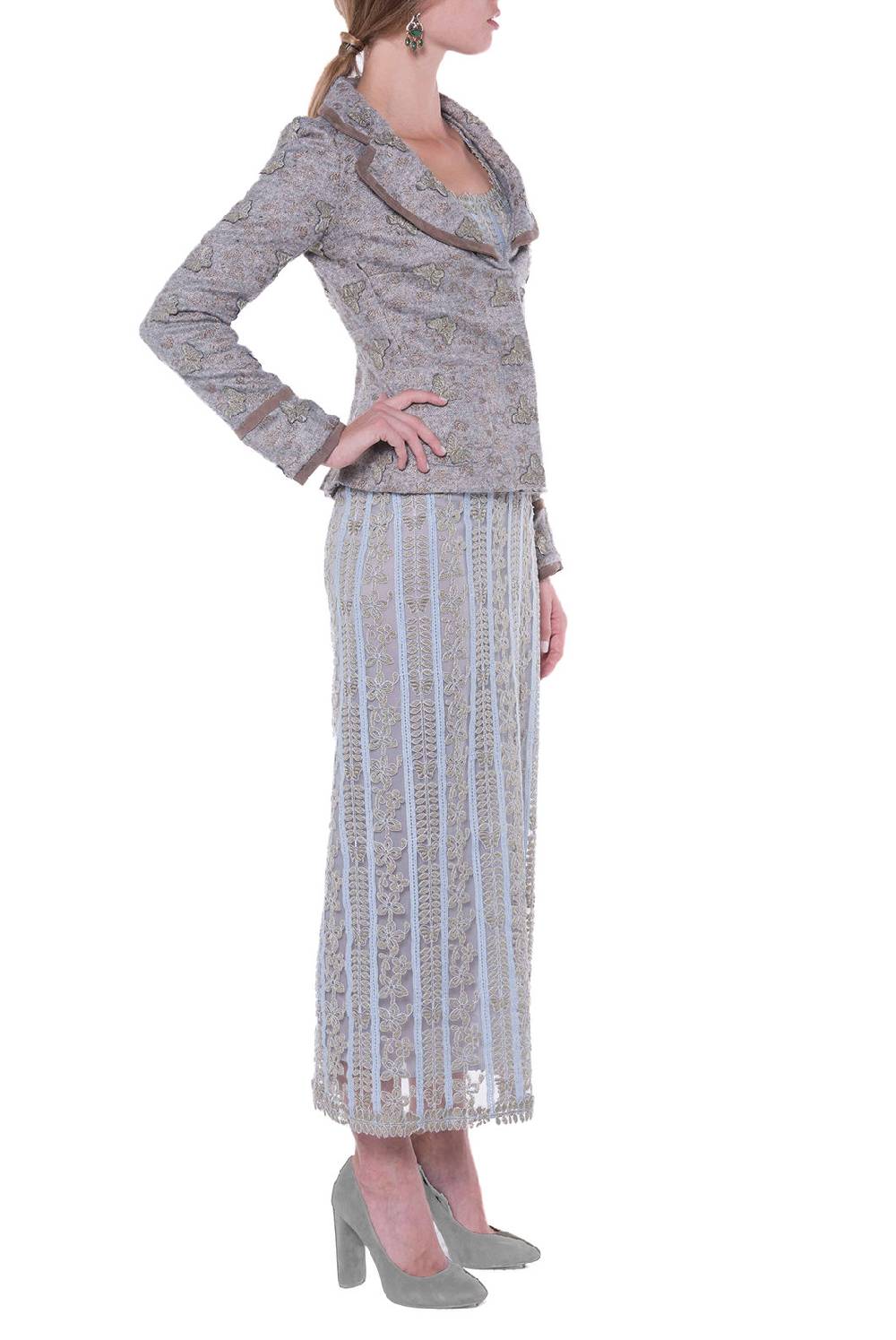 Luisa Beccaria Giacca aderente in jacquard con farfalle In Linea