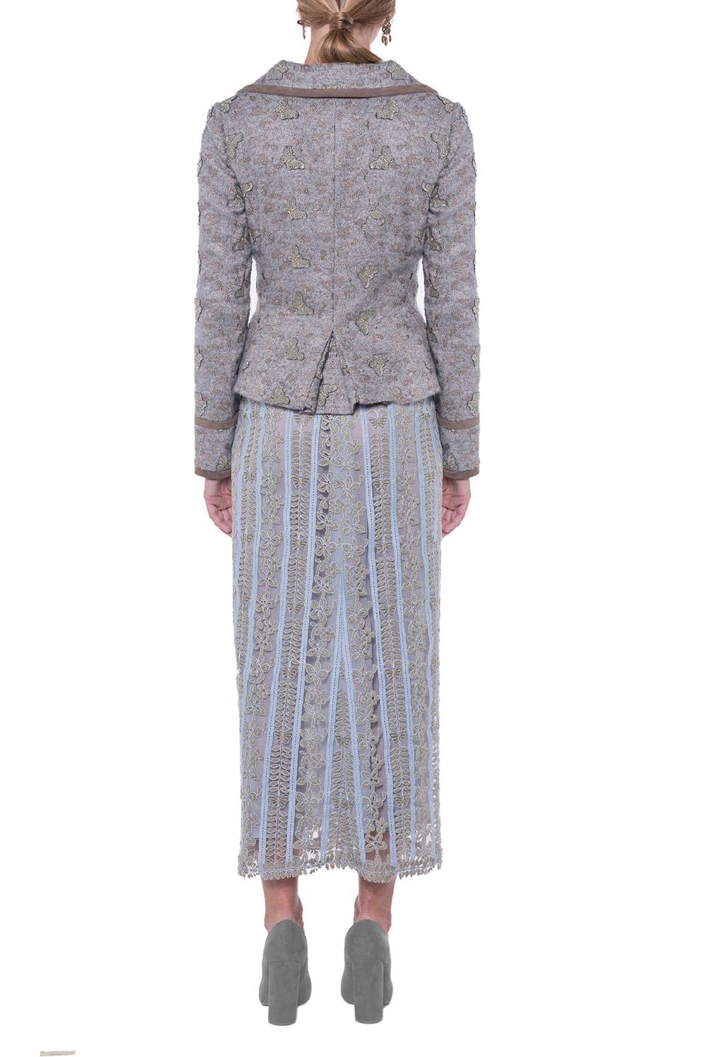 Luisa Beccaria Giacca aderente in jacquard con farfalle In Linea